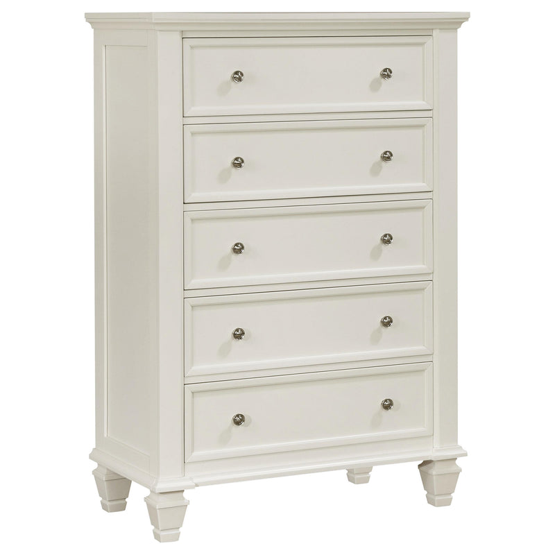 Sandy Beach 5-drawer Rectangular Chest Cream White image