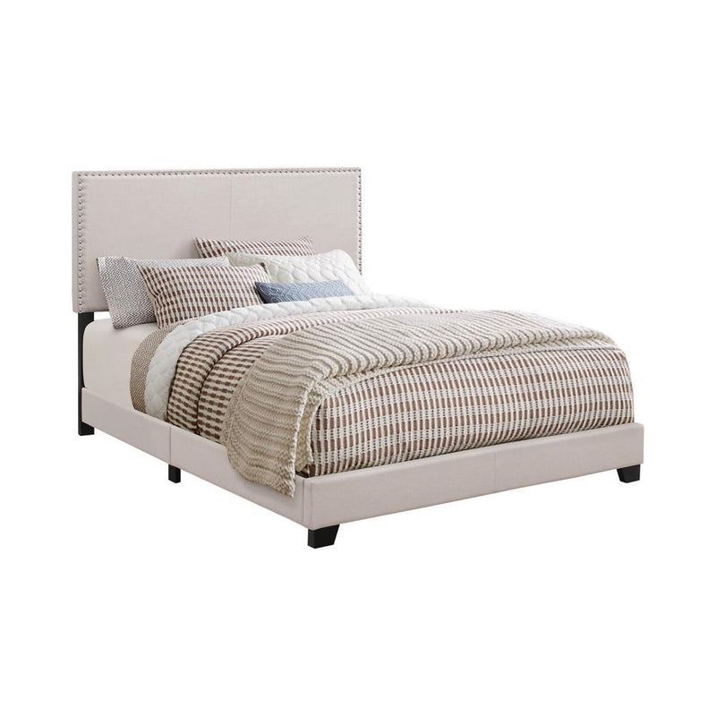 Boyd Twin Upholstered Bed with Nailhead Trim Ivory