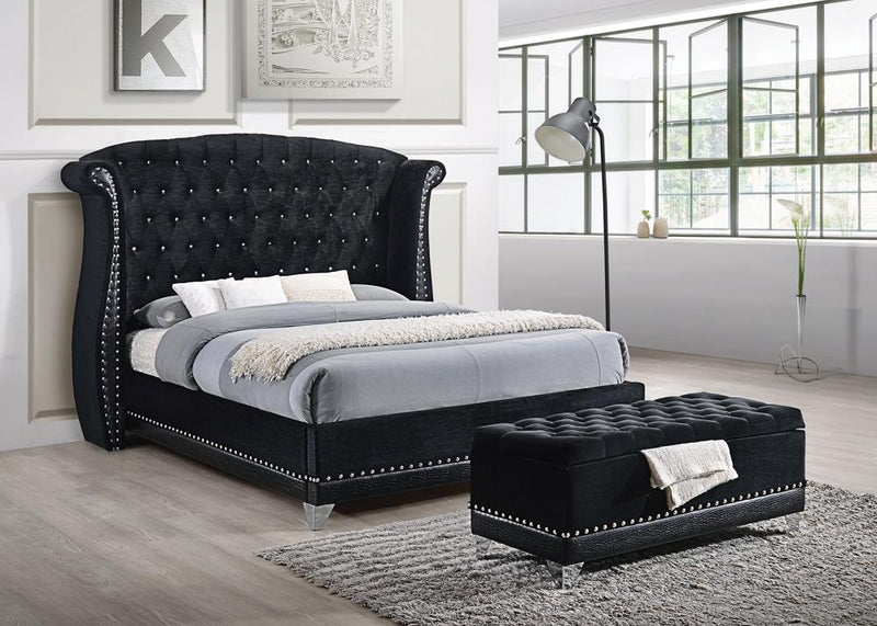 Barzini Queen Tufted Upholstered Bed Black