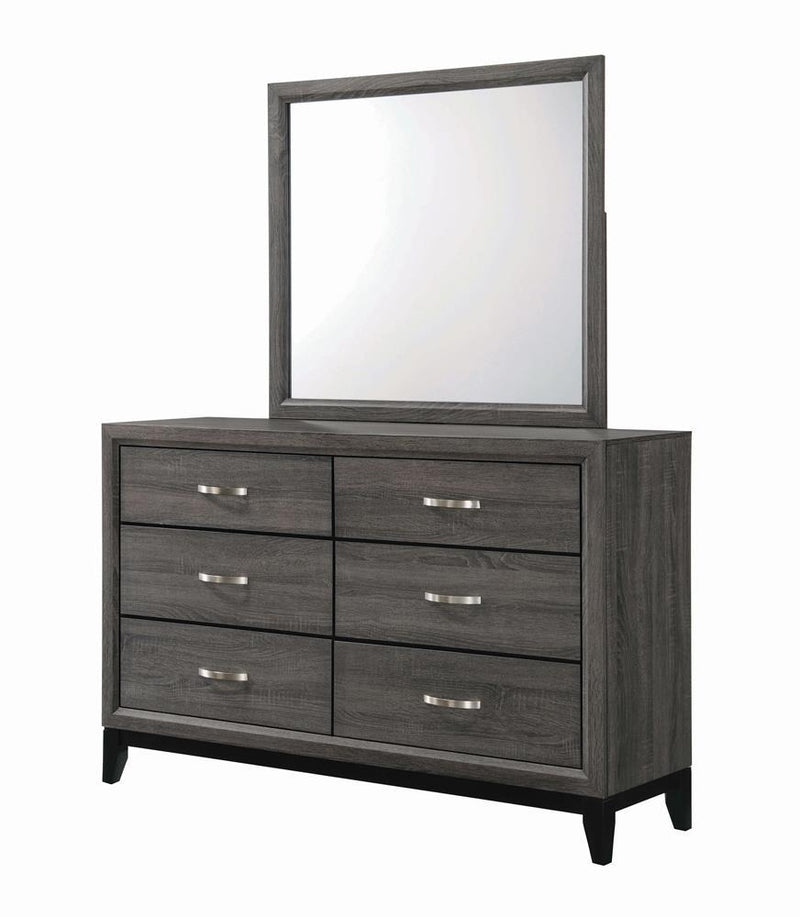 Watson 6-drawer Dresser Grey Oak and Black