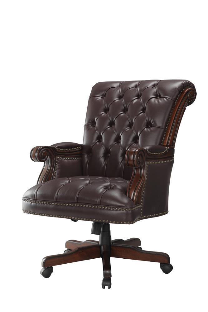 Calloway Tufted Adjustable Height Office Chair Dark Brown