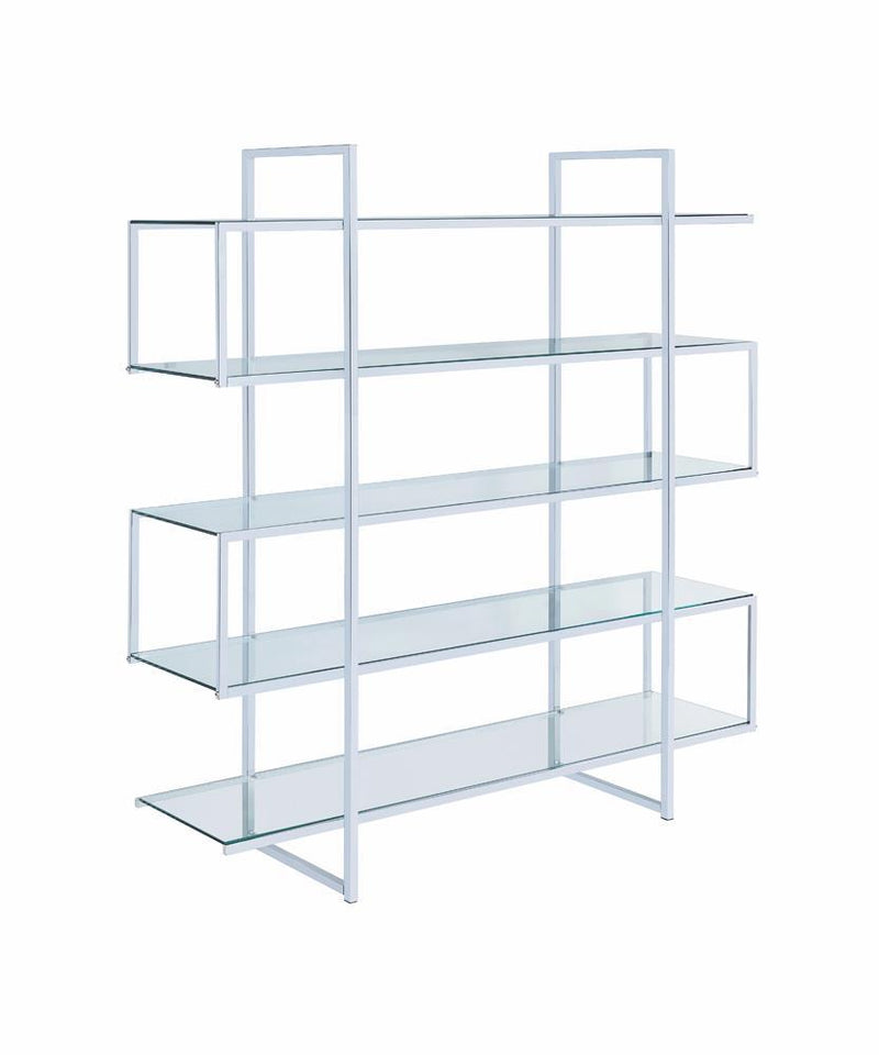 Elmer 5-shelf Bookcase Chrome and Clear