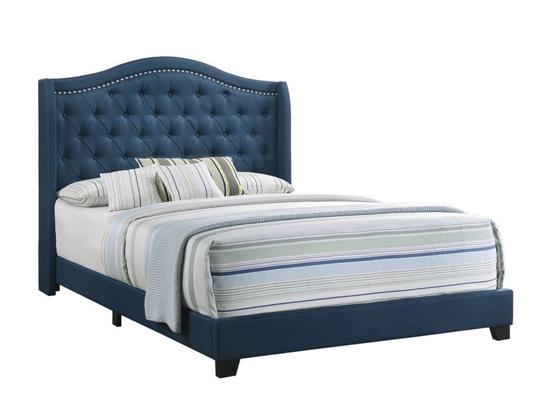 Sonoma Eastern King Camel Headboard with Nailhead Trim Bed Blue