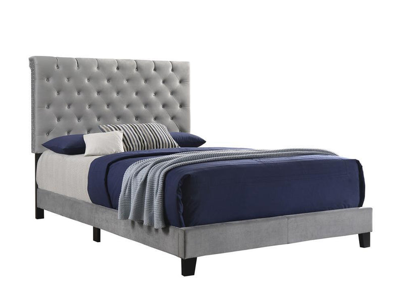 Warner Queen Upholstered Bed Grey