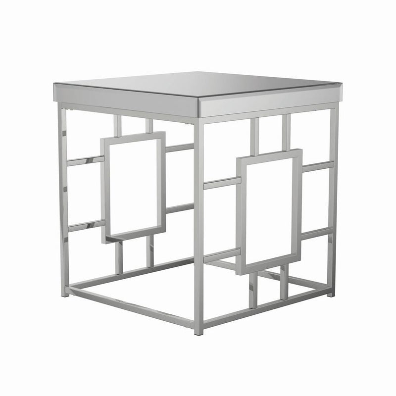 Dafina Geometric Frame Square End Table Chrome