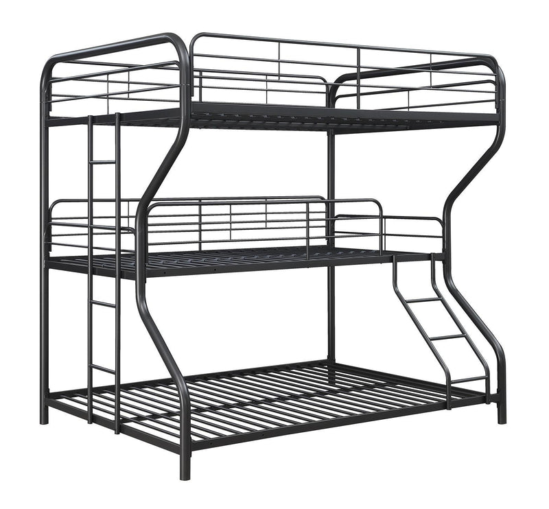 Garner Triple Full Over Twin Over Full Bunk Bed with Ladder Gunmetal