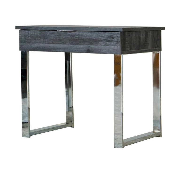 Baines Square 1-drawer End Table Dark Charcoal and Chrome